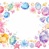 宝石と花のフレーム｜飾り枠画像｜無料イラスト素材