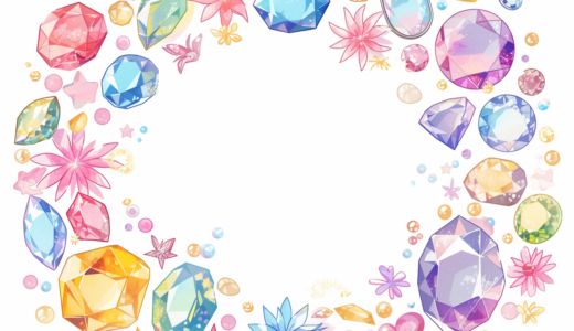 宝石と花のフレーム｜飾り枠画像｜無料イラスト素材