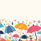 傘や雨、花や植物のモチーフにした背景画像／飾り枠画像／フリーイラスト素材
