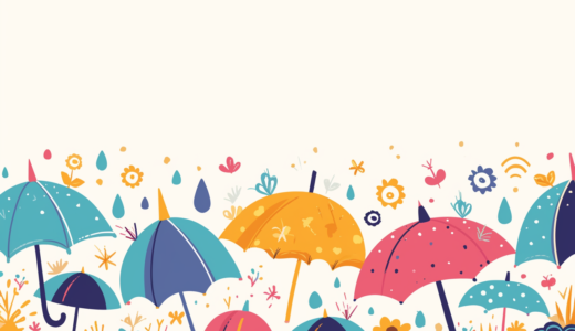 傘や雨、花や植物のモチーフにした背景画像｜飾り枠画像｜無料イラスト素材