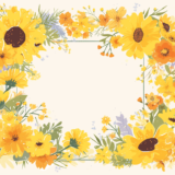 夏の花のフレーム／飾り枠画像／フリーイラスト素材