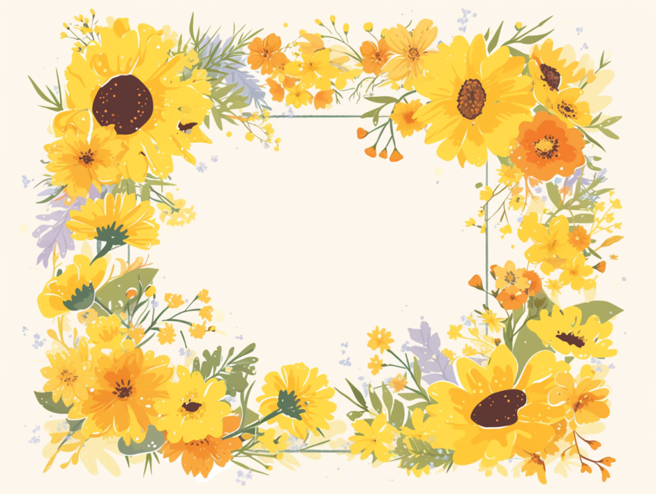 夏の花のフレーム／飾り枠画像／フリーイラスト素材