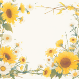 夏の花の夏用フレーム／飾り枠画像／フリーイラスト素材
