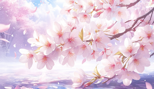 美しい桜と、水面に浮かぶ花びら｜背景画像｜無料イラスト素材