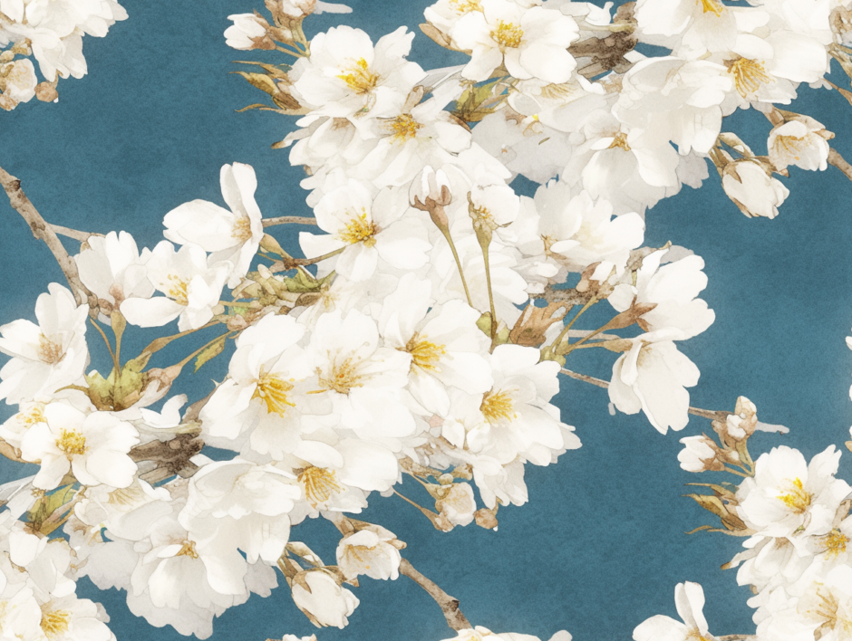 青空に映える白い桜／背景画像／フリー素材