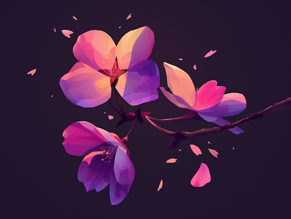暗闇に浮かぶ桜の花びら／背景画像／フリー素材