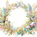 宝石と美しい花々のフレーム｜飾り枠画像｜フリーイラスト素材