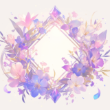 宝石と美しい花々のフレーム｜飾り枠画像｜フリーイラスト素材