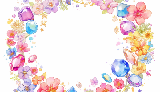花・蝶・宝石のフレーム｜飾り枠画像｜無料イラスト素材