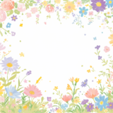 美しいカラフルな花々のフレーム｜飾り枠画像｜無料イラスト素材