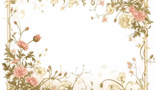 ゴールドと花のフレーム｜飾り枠画像｜無料イラスト素材