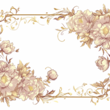 ゴールドと花のフレーム｜飾り枠画像｜無料イラスト素材