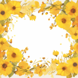 黄色の花のフレーム／飾り枠画像／フリーイラスト素材