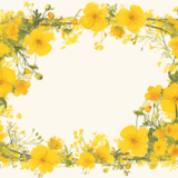 黄色の花のフレーム／飾り枠画像／フリーイラスト素材