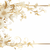 花や植物の黄金色のキレイな枠（フレーム）｜飾り枠画像｜無料イラスト素材