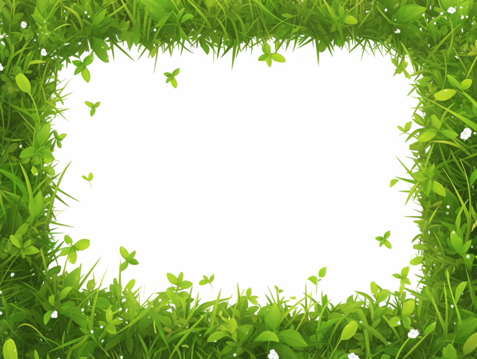 緑がいっぱい草ボーボーフレーム／飾り枠画像／フリーイラスト素材