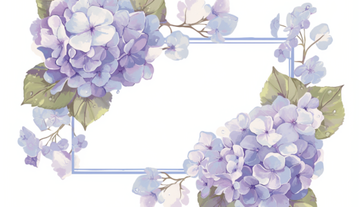 紫陽花（あじさい）の梅雨時フレーム｜飾り枠画像｜無料イラスト素材