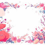 花と海中のフレーム｜飾り枠画像｜無料イラスト素材