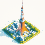 東京タワー／アイソメトリック３D画像／フリーイラスト素材