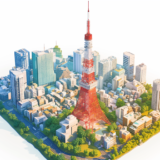 東京タワー｜アイソメトリック３D画像｜無料イラスト素材