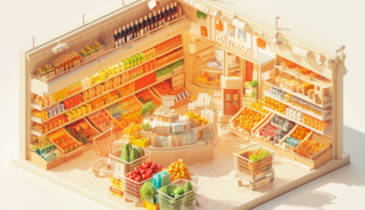 スーパーマーケット｜アイソメトリック３D画像｜無料イラスト素材