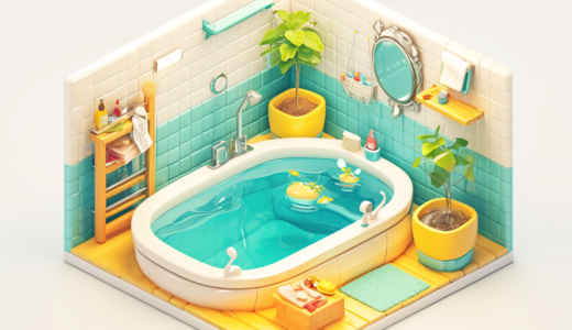 浴室・バスルーム・お風呂｜アイソメトリック３D画像｜無料イラスト素材