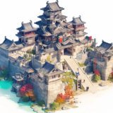 日本の城／アイソメトリック３D画像／フリーイラスト素材