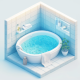 浴室・バスルーム・お風呂／アイソメトリック３D画像／フリーイラスト素材