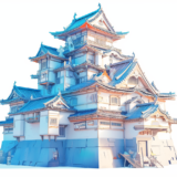 日本のお城。３D風｜背景画像｜無料イラスト素材