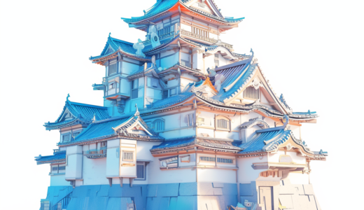 日本のお城。３D風｜背景画像｜無料イラスト素材