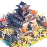 日本の城｜アイソメトリック３D画像｜無料イラスト素材
