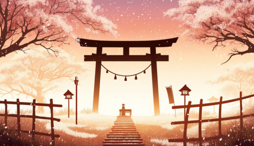 桜と鳥居の幻想的な光景｜背景画像｜無料イラスト素材