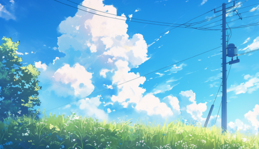 夏空と花や木々｜背景画像｜無料イラスト素材