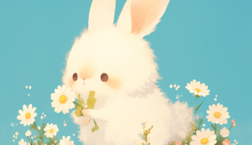 鍋料理に入れる春菊を摘むウサギ｜動物イラスト画像｜無料素材
