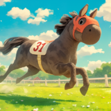 競走馬のコスプレをするのが好きな馬｜３D動物イラスト画像｜無料素材